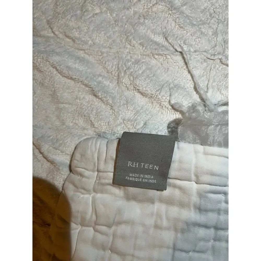 RH Teen 100% Cotton Full Coverlet White Terry Cloth Diamond Quilted